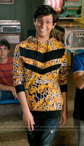 Carlos’s animal and chevron print hoodie on High School Musical The Musical The Series