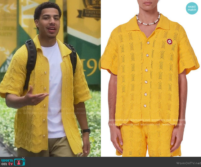 Casablanca Crochet Polo Shirt worn by Andre Johnson, Jr. (Marcus Scribner) on Grown-ish
