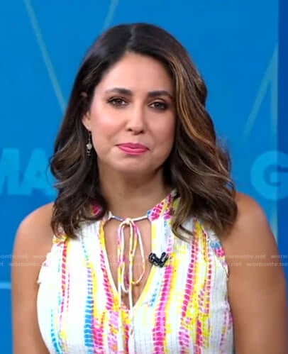 Cecilia’s multicolor tie neck midi dress on Good Morning America