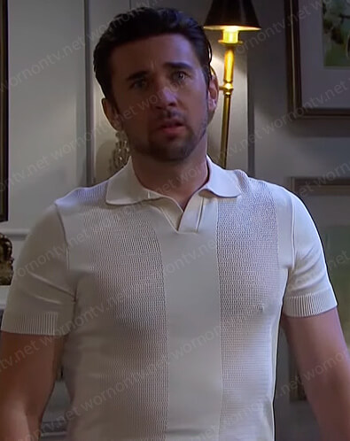 Chad’s cream knit panel polo shirt on Days of our Lives