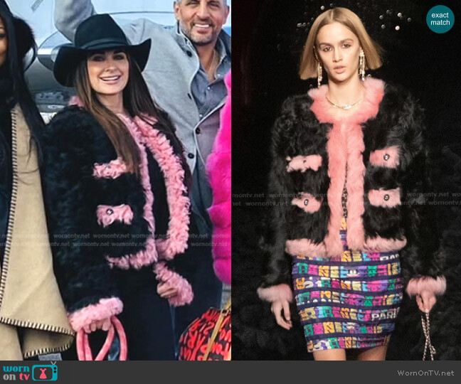 Chanel Shearling Lambskin Jacket worn by Kyle Richards on The Real Housewives of Beverly Hills