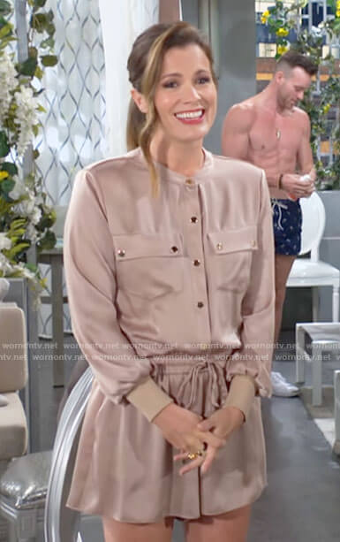 Chelsea’s button up romper on The Young and the Restless