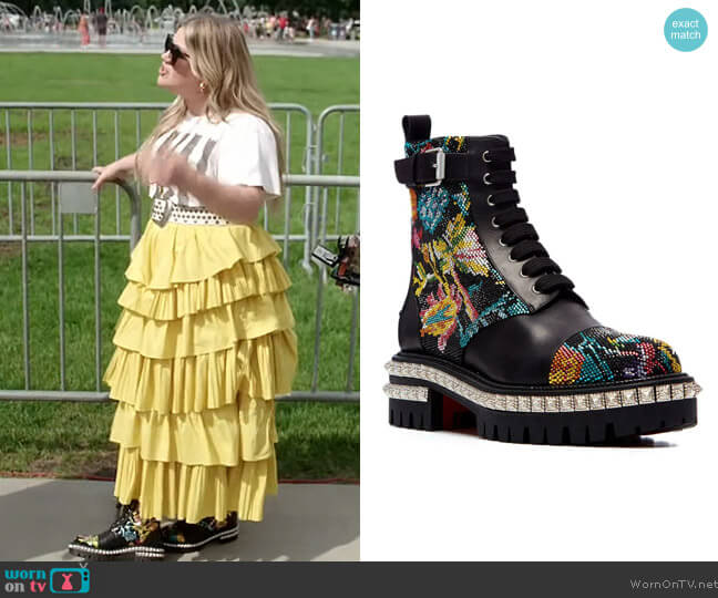 Christian Louboutin Black Multi King Street Combat with Crystals worn by Kelly Clarkson on The Kelly Clarkson Show