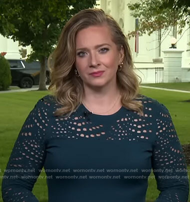 Christina Ruffini’s teal green dress with cutouts on CBS Mornings