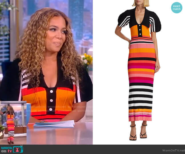 Christopher John Rogers Striped Polo Maxi Dress worn by Sunny Hostin on The View