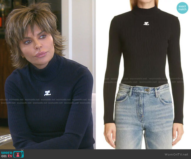 Courreges Mock Neck Sweater worn by Lisa Rinna on The Real Housewives of Beverly Hills