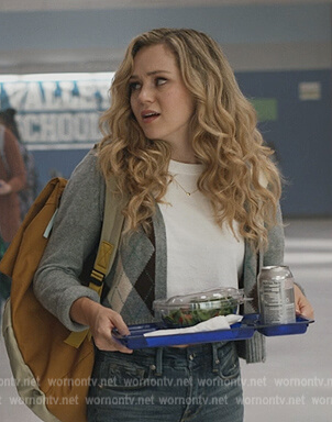Courtney’s gray argyle cardigan on Stargirl