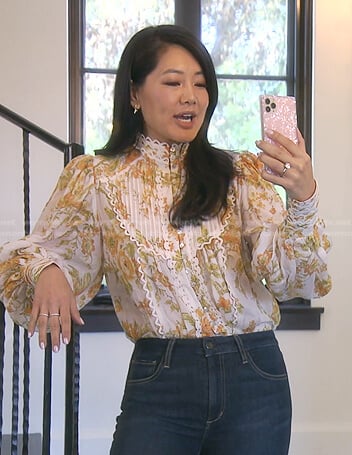 Crystal’s white floral blouse on The Real Housewives of Beverly Hills