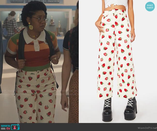 Dangerfield Strawberry Drill Pants worn by Beth Chapel (Anjelika Washington) on Stargirl