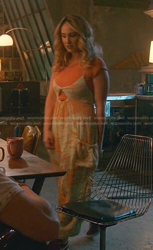 Davia’s printed cutout jumpsuit on Good Trouble
