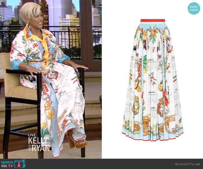 Dolce & Gabbana Calendar-Print Maxi Skirt worn by Tamron Hall on Live with Kelly and Mark