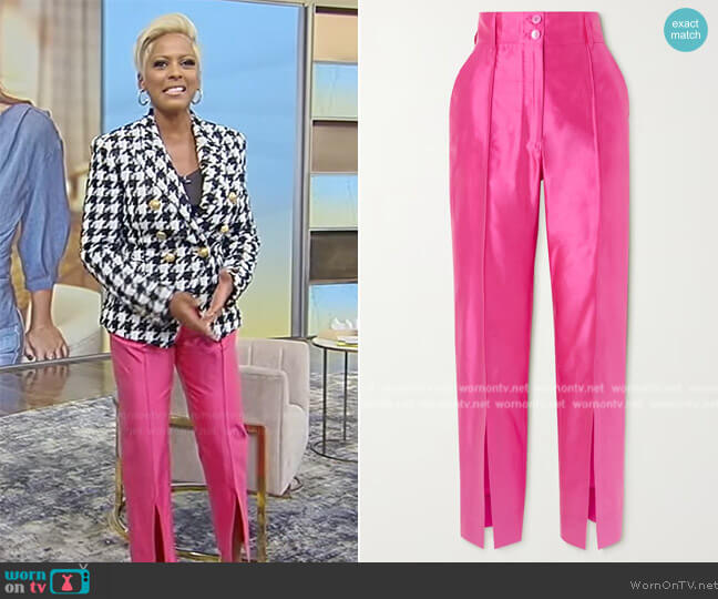 Dolce and Gabbana Silk-dupioni straight-leg pants worn by Tamron Hall on Tamron Hall Show
