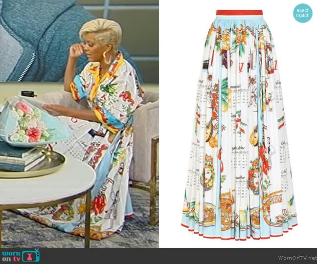Dolce & Gabbana Calendar-print maxi skirt worn by Tamron Hall on Tamron Hall Show