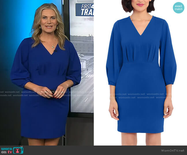 Donna Morgan V-Neck Pleated Dress worn by Emily West on Today