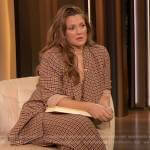 Drew’s brown check blazer and cami on The Drew Barrymore Show