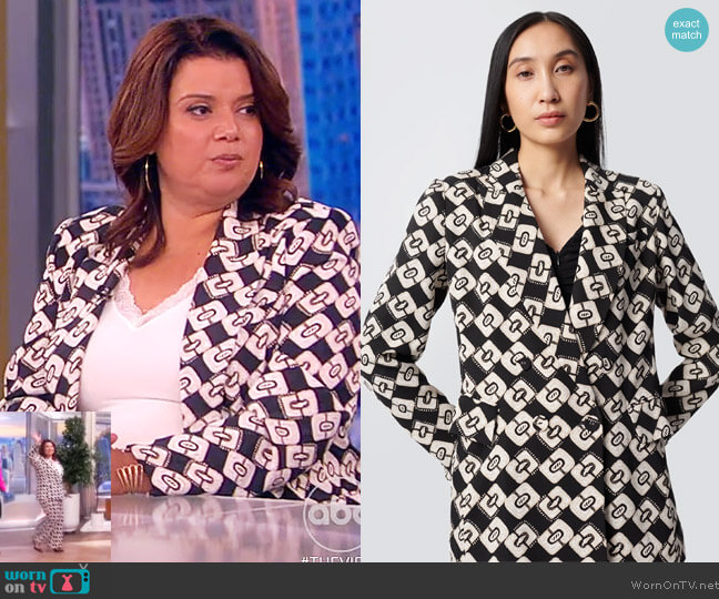 Diane von Furstenberg Gloria Blazer in Paisley Chainlink Black worn by Ana Navarro on The View