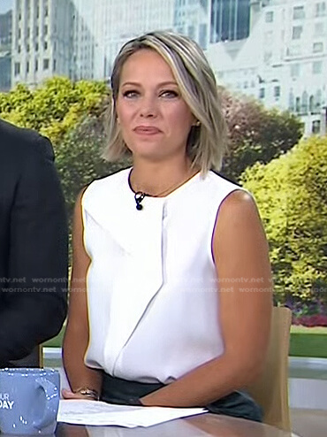 Dylan’s  white ruffle sleeveless top on Today