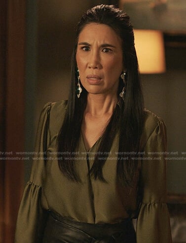 Ellen’s green wrap blouse on Dynasty