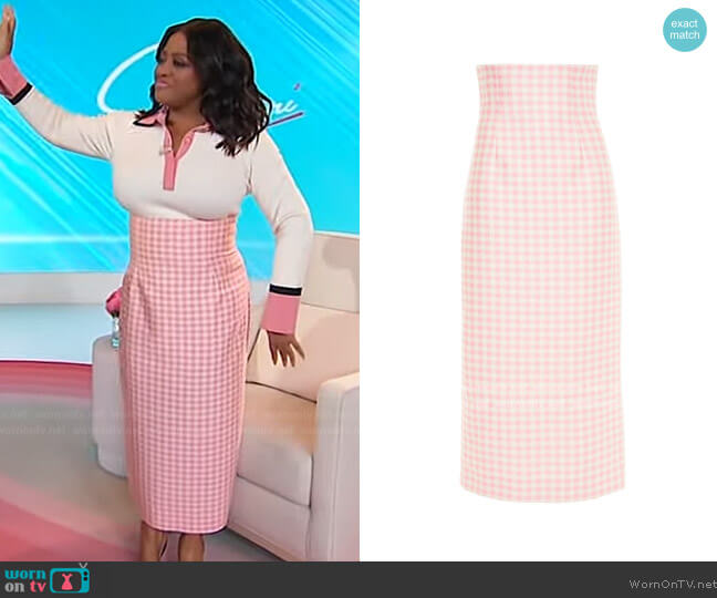 Emilia Wickstead Cabot gingham cloqué midi skirt worn by Sherri Shepherd on Sherri
