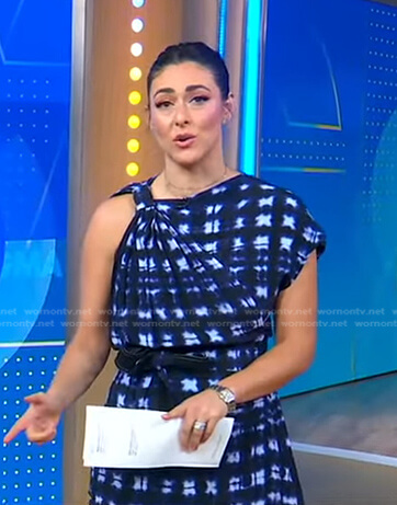 Erielle’s blue plaid asymmetric top on Good Morning America