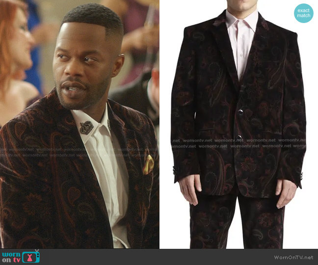 Etro Paisley Velvet Sport Jacket worn by Jeff Colby (Sam Adegoke) on Dynasty