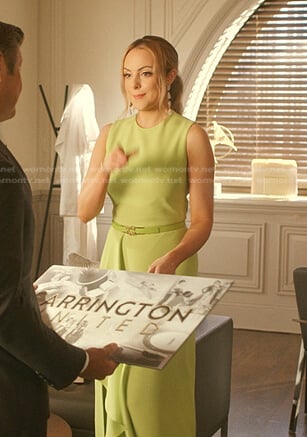 Fallon’s lime green belted sleeveless dress on Dynasty