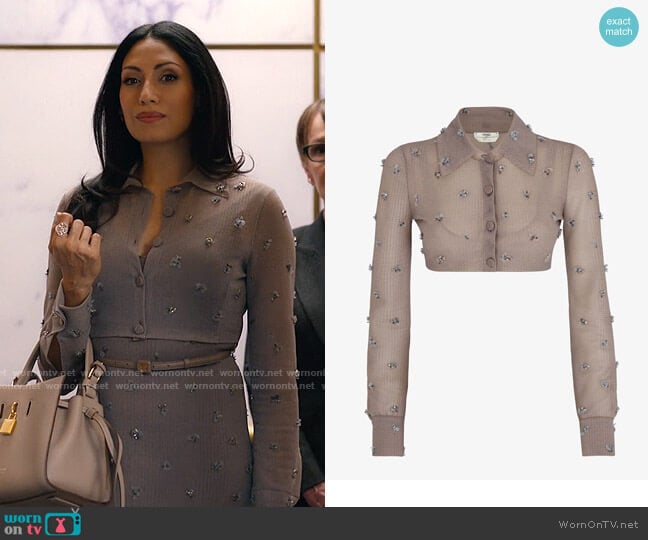 Fendi Mauve Nylon Cardigan worn by Victoria St. Clair (Tehmina Sunny) on Partner Track
