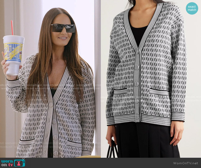 Fendi Jacquard-knit Cardigan worn by Lisa Barlow on The Real Housewives of Salt Lake City