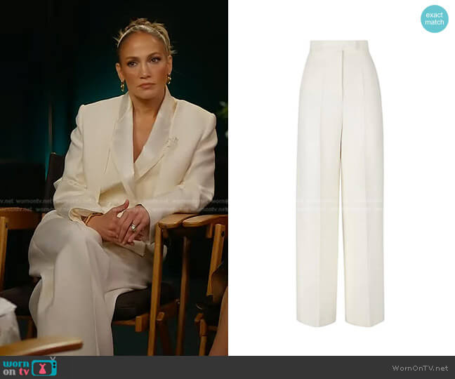 Fendi High Waist Wool & Silk Wide Leg Pants worn by Jennifer Lopez on Today