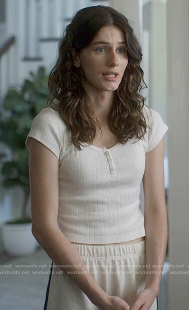 Finn’s white knit henley top on American Horror Stories