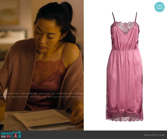 Fleur du Mal Rose Slip worn by Ingrid Yun (Arden Cho) on Partner Track