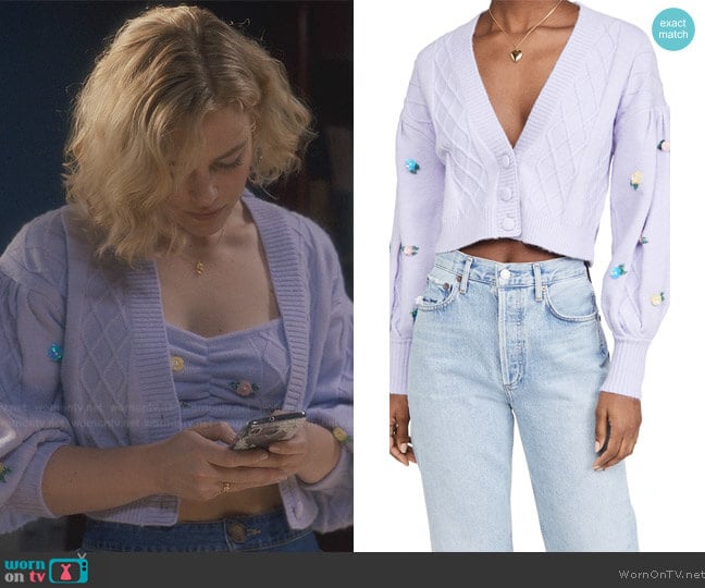For Love and Lemons Sutton Cardigan worn by Stella (Hannah van der Westhuysen) on Fate The Winx Saga