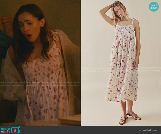 Free People Azure Maxi Dress in Lilac Ecru Combo worn by Isabella (Priscilla Quintana) on Good Trouble