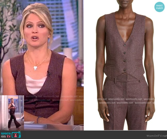 Gabriela Hearst Zelos Strech Wool & Silk Tweed Vest worn by Sara Haines on The View