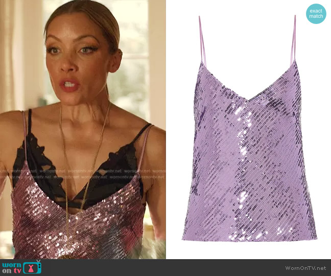 Galvan Mirrored Sequin Camisole worn by Dominique Deveraux (Michael Michele) on Dynasty