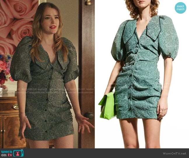 Ganni Jacquard Organza Minidress worn by Kirby Anders (Maddison Brown) on Dynasty