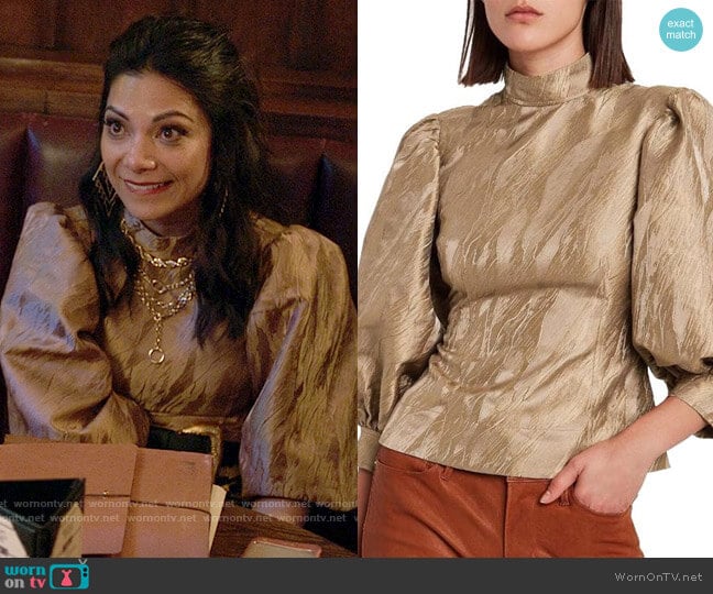 Ganni Jacquard Top worn by Nikki Ramos (Ginger Gonzaga) on She-Hulk Attorney at Law