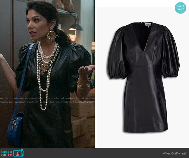 Ganni Leather mini dress worn by Nikki Ramos (Ginger Gonzaga) on She-Hulk Attorney at Law