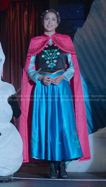 Gina’s Anna costume with cape on High School Musical The Musical The Series