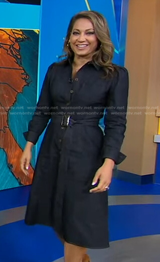 Ginger’s indigo denim shirtdress on Good Morning America