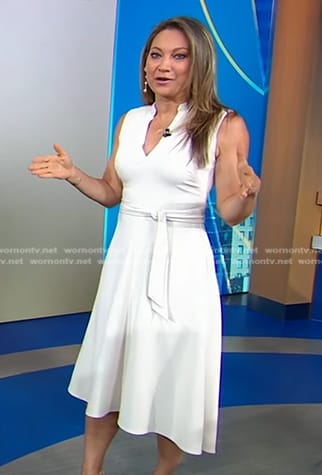 Ginger’s ivory tie waist midi dress on Good Morning America