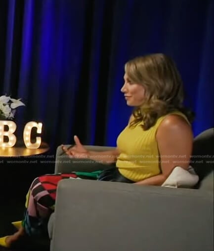 Ginger’s multicolor geometric print skirt on Good Morning America