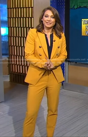 Ginger’s yellow blazer and pant suit on Good Morning America