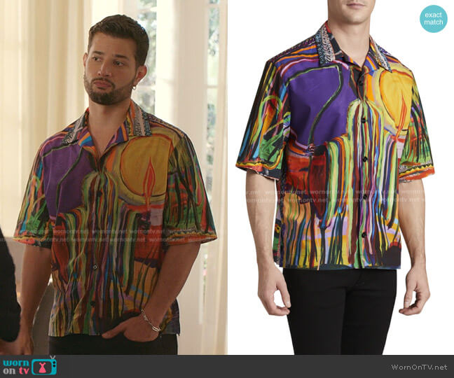 Givenchy Grim Boxy Camp Shirt worn by Sam Flores (Rafael de la Fuente) on Dynasty