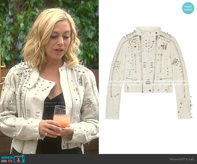 Givenchy Cropped Spike Stud Biker Jacket worn by Sutton Stracke on The Real Housewives of Beverly Hills