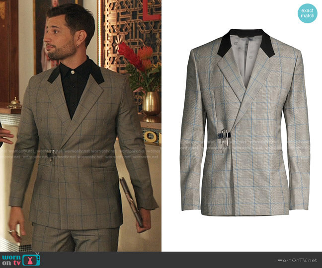 Givenchy U-Lock Contrast Collar Slim-Fit Jacket worn by Sam Flores (Rafael de la Fuente) on Dynasty