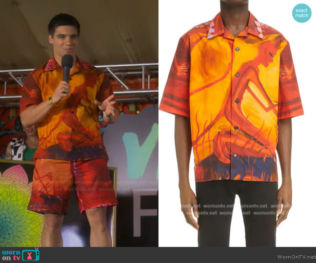 Givenchy x Josh Smith Devil Print Camp Shirt worn by Vivek Shah (Jordan Buhat) on Grown-ish