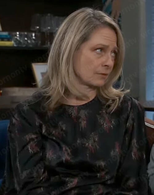 Gladys’s black floral blouse on General Hospital