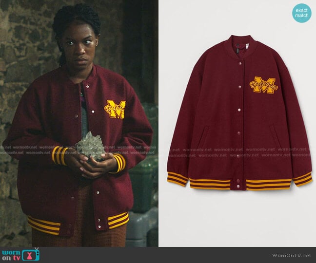 H&M Varsity Jacket worn by Aisha (Precious Mustapha) on Fate The Winx Saga