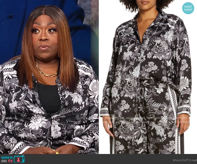 Halogen Floral Button-Up Shirt worn by Loni Love on E! News
